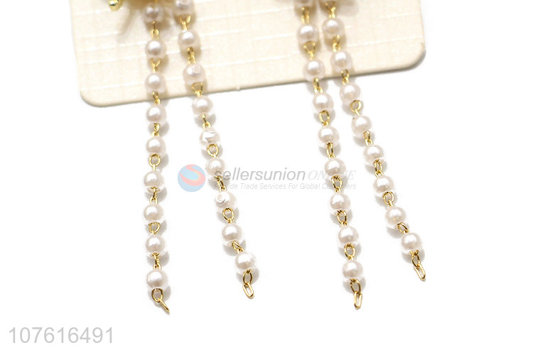 Lovely Heart Design Beads Chain Pendant Earring For Sale