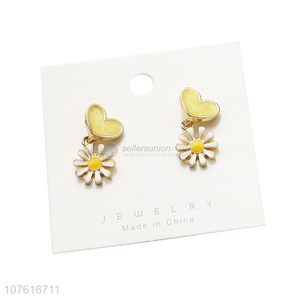 Lovely Heart Beautiful Flower Stud Earring Fashion Women Jewelry