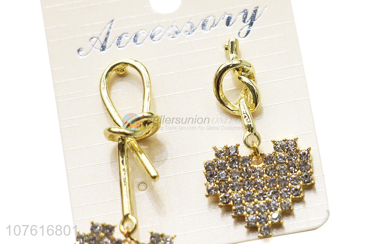 Wholesale Handmade Heart Shape Diamond Pendant Earring For Ladies