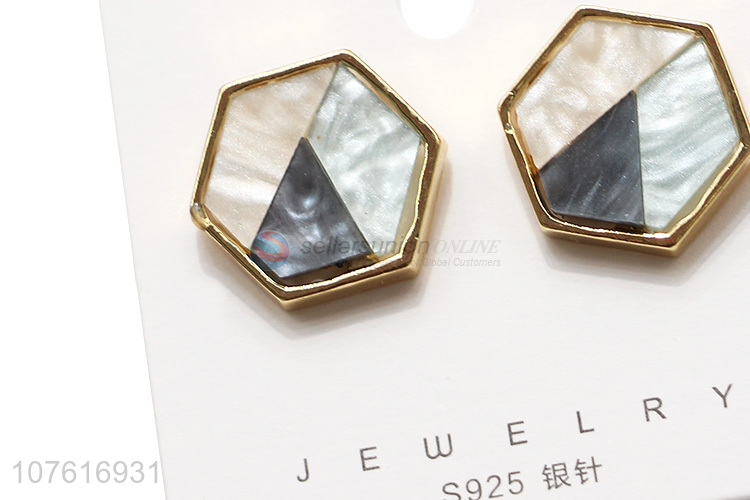 Hot Selling Hexagonal Stud Earrings Fashion Jewelry For Women