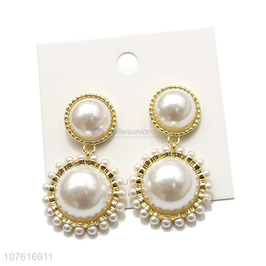 Hot Selling Pearl Pendant Alloy Stud Earring For Women