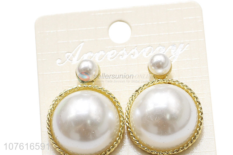 Popular Round Pearl Alloy Earrings Fashion Jewelry