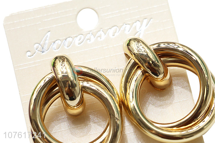 Hot Selling Fashion Stud Earring Metal Circular Ring Ear Stud