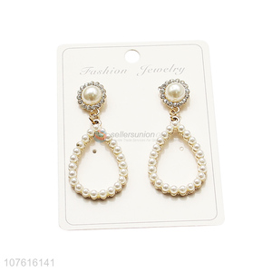 Fashion Design Ladies Pearl Earring Alloy Jewelry For Women