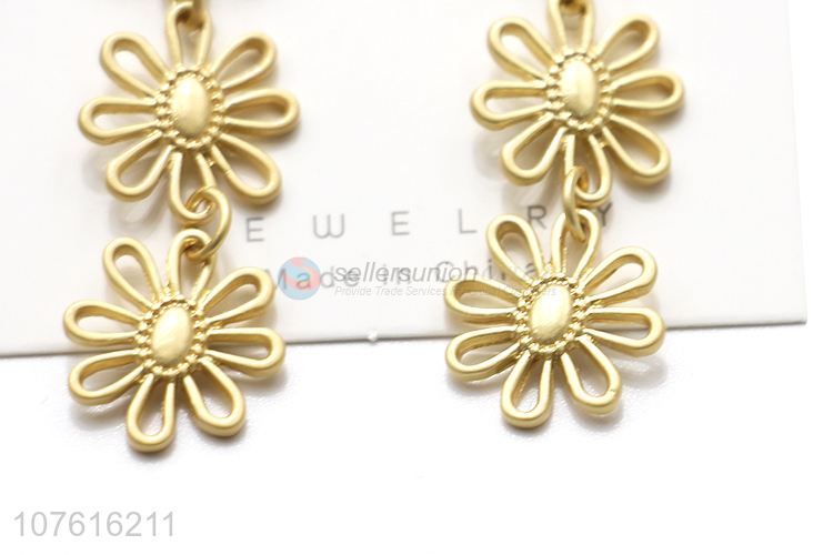 Hot Sale Alloy Flower Shape Eardrop Fashion Long Earring