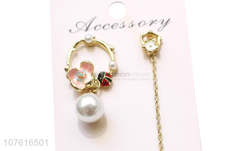 Hot Sale Beautiful Flower With Pearl Drop Earring