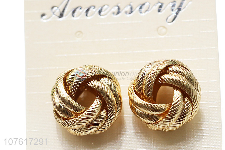 Vintage Geometric Metal Earrings Twist Knotted Stud Earrings