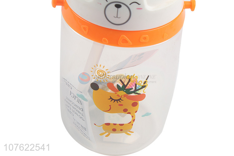 Wholesale 500ml kids drinking bottle straw water bottle with shoulder strap