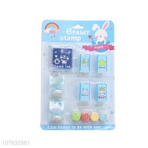 Unique Design Cute Eraser Stamp Fashion Stationery Set