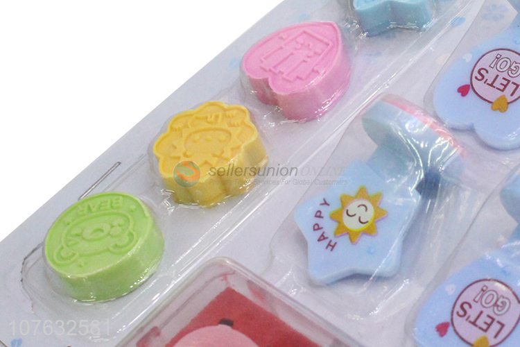 Wholesale Cartoon Pattern Eraser Stamp With Stamp Ink Set