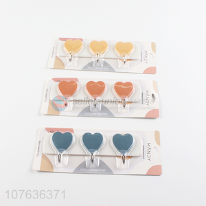 New design heart shape good quality plastic adhesive hooks sticky hooks