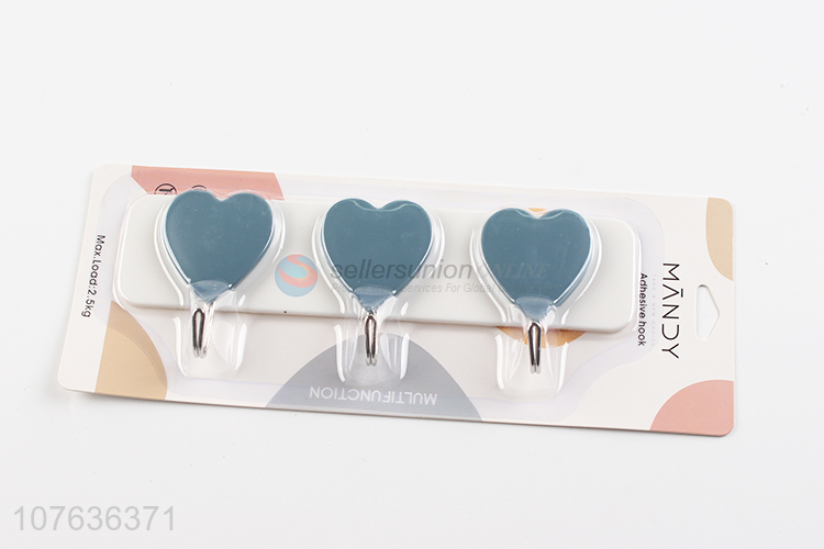 New design heart shape good quality plastic adhesive hooks sticky hooks