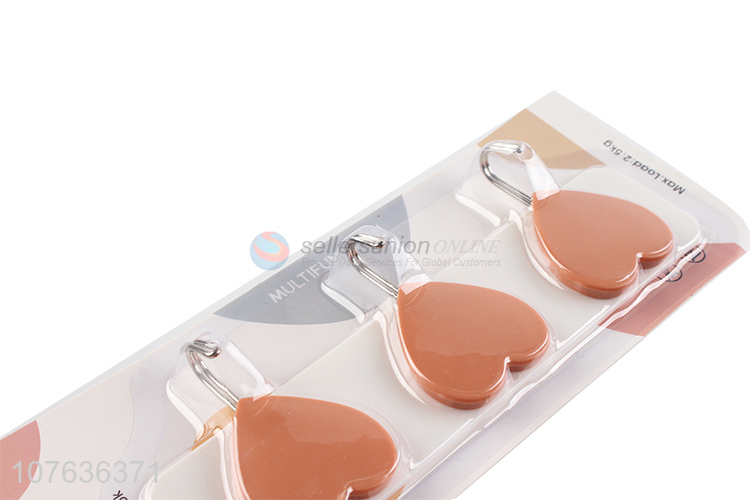 New design heart shape good quality plastic adhesive hooks sticky hooks