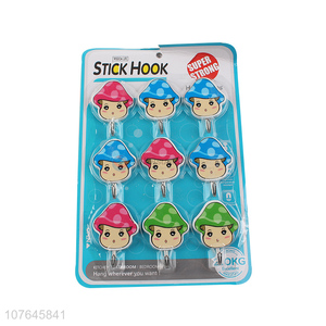 Cartoon Mushroom Shape Colorful Sticky Hook Cheap Adhesive Hook