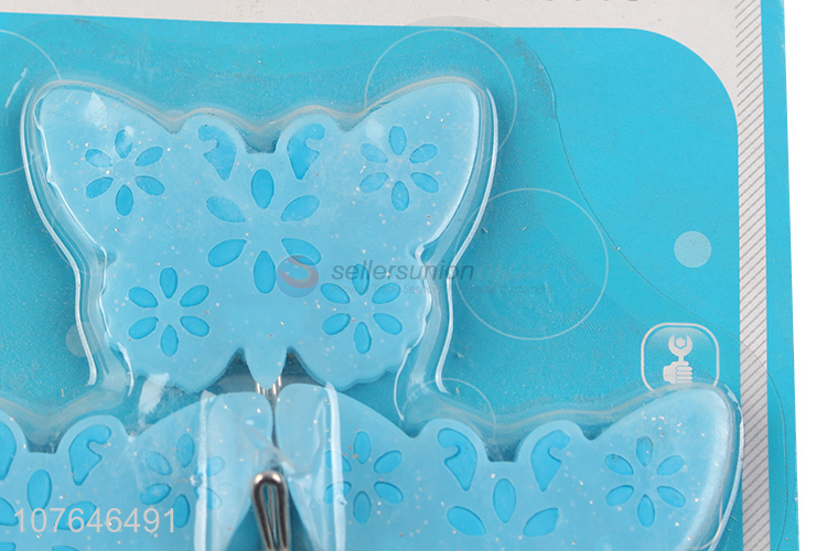 Hot Selling Blue Butterfly Shape Sticky Hook Fashion Wall Hook