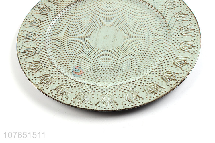 High Quality Antique Finished Plastic Plate Round Charger Plate