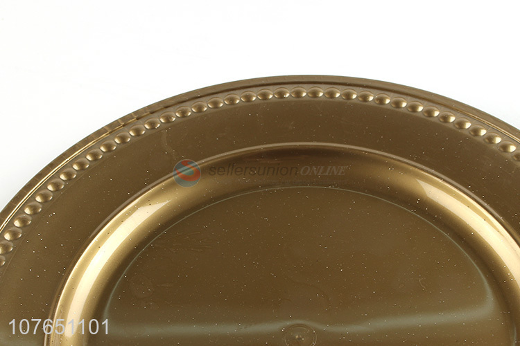 Wholesale Gold Plastic Plate Cheap Round Dinner Plate