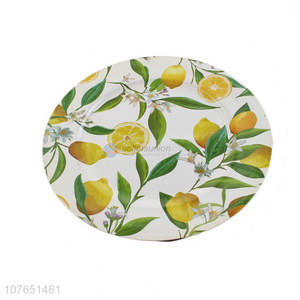 Wholesale Lemon Flower Pattern Dinner Plate Plastic Tableware