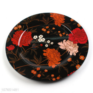 Latest Flower Pattern Sticker Charger Plate Fashion Dinner Plate