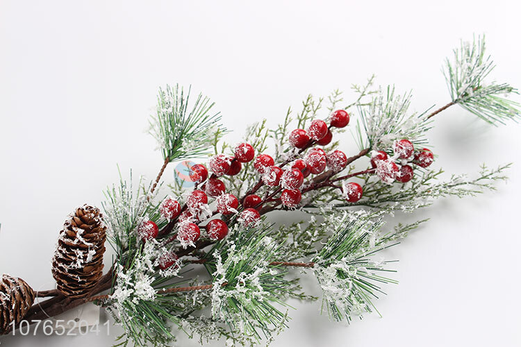 Design simulation Christmas cedar red fruit decoration horns