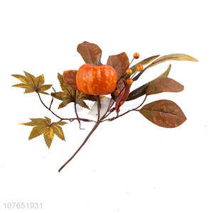 Low price autumn leaves decoration small pumpkin sprigs