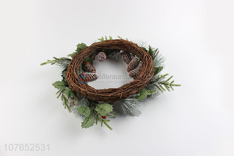 Good quality home wall decoration green leaf red fruit Christmas wreath