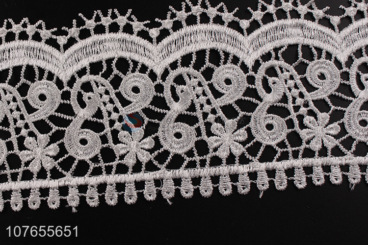 Exquisite embroidered lace trim ribbon for wedding gown and bridal dress lace