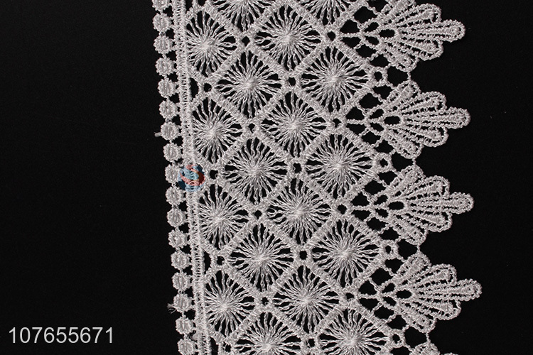 High quality custom white polyester lace trim weaving ribbon for clothing