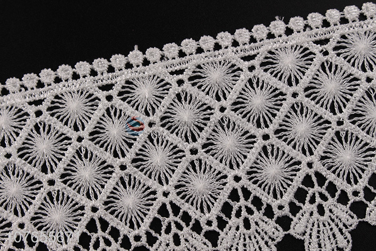 High quality custom white polyester lace trim weaving ribbon for clothing