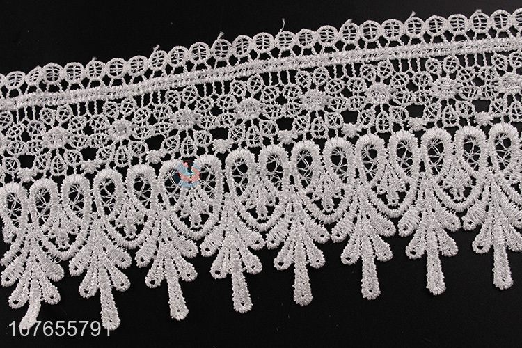 White soft polyester lace ribbon for clothing trim 