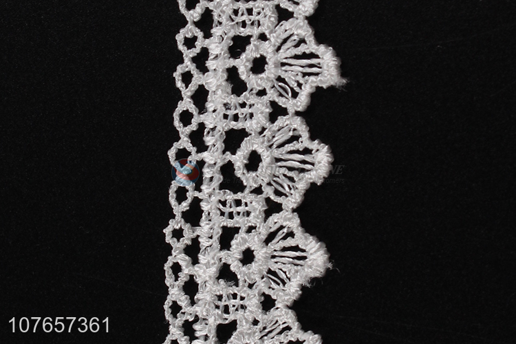 White border polyester embroidery lace trim for clothing