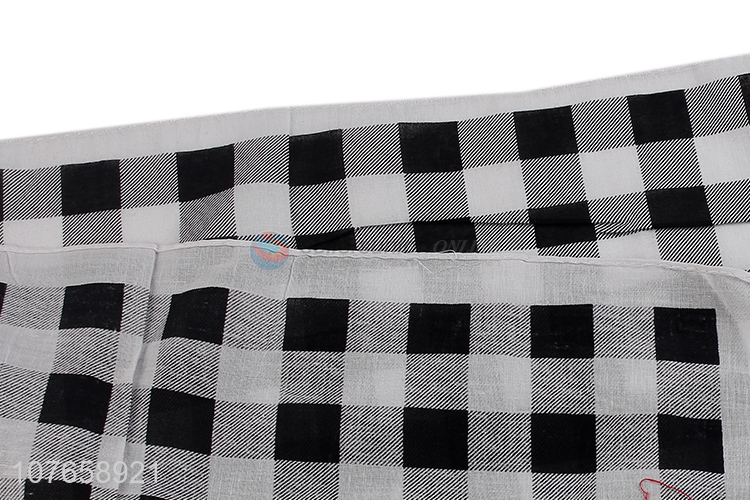 High quality plain grey and black plaid square scarf