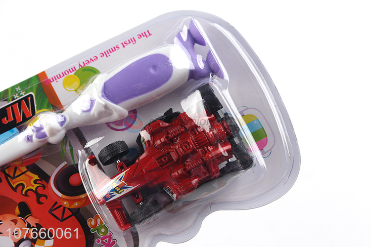 Good quality kids toothbrush with gift children toothbrush with racing car