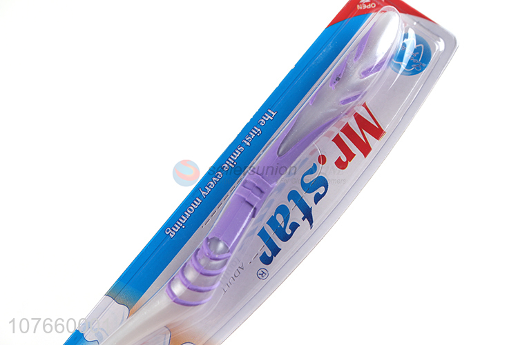 Hot selling streamlined adult toothbrush beautiful plastic toothbrush