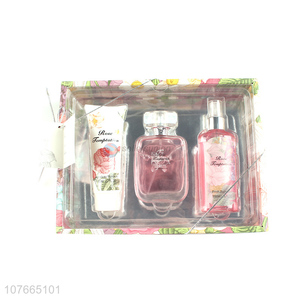 Good sale rose temptation perfume set gift perfume shower gel body mist