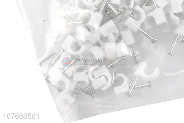 Plastic circle round electrical wire cable clips with nail