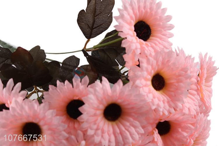 Hot sale decorative pink chrysanthemum 24 small flat chrysanthemum combination