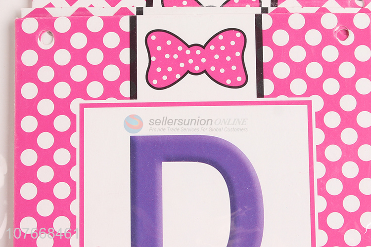 Children pink celebration decoration english alphabet birthday banner