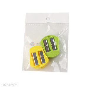 Hot selling kids stationery 2 holes plastic pencil sharpener