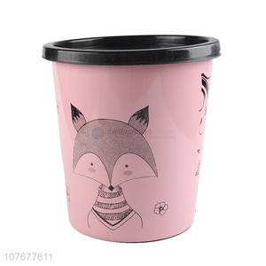 High quality pink round household trash can with pressure ring without cover