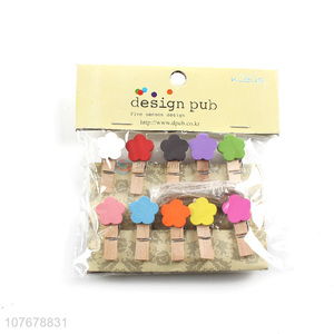 Direct selling new mini wooden cartoon flower clip set