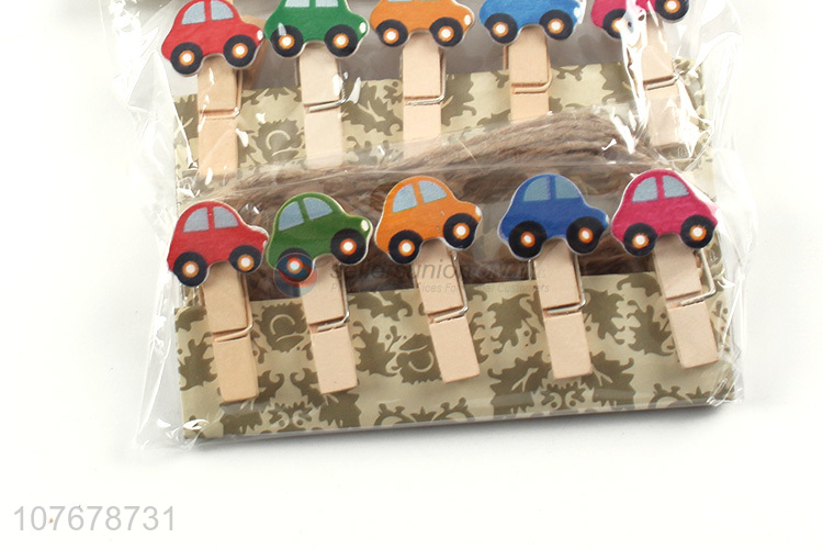 Wholesale cute cartoon wooden clip clip photo wall cartoon car wooden clip