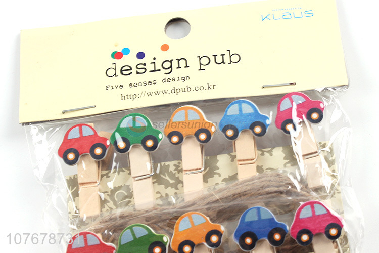 Wholesale cute cartoon wooden clip clip photo wall cartoon car wooden clip