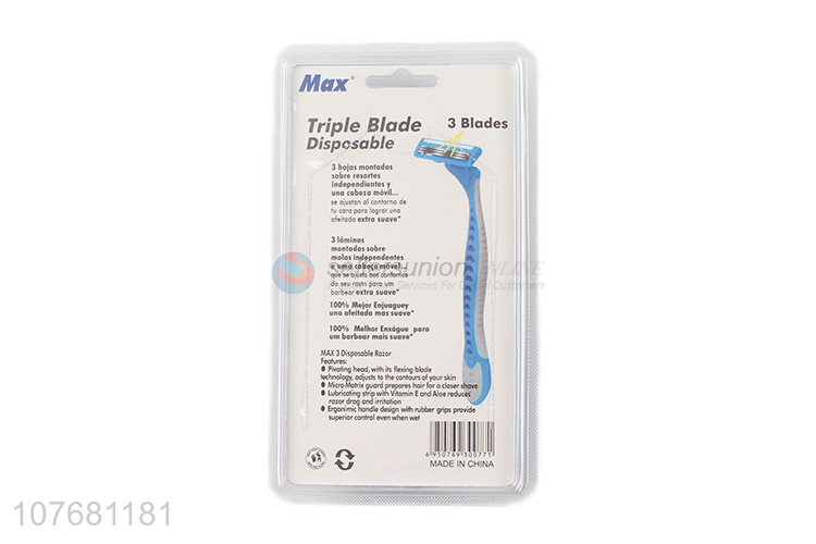 New design disposable triple blades shaving razor for men