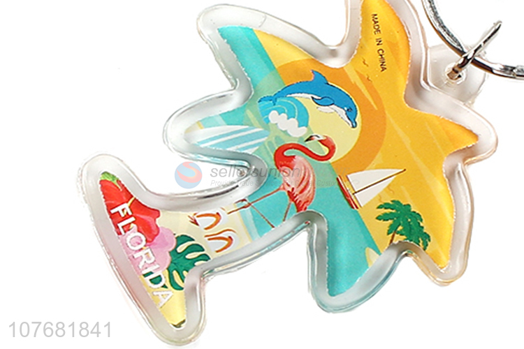 Most popular coconut tree key chain acrylic keyring key ring