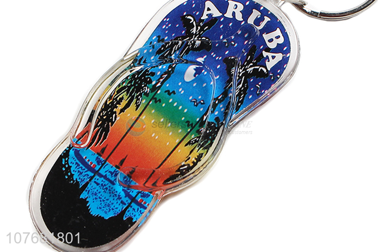 Promotional flip flops key chain acrylic keyring for souvenir