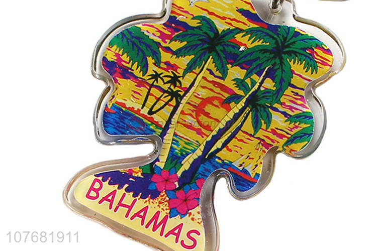 Good quality coconut palm key chain acrylic keychain key ring