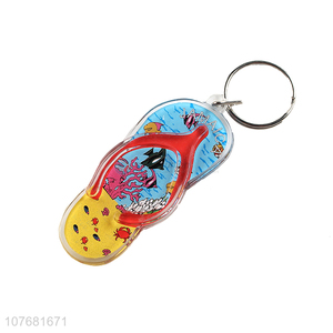 Creative design beach slipper key chain plastic keychain key ring