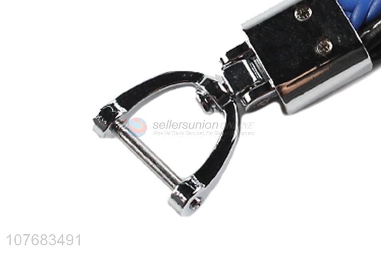 New arrival braided pu leather car keychain car key ring