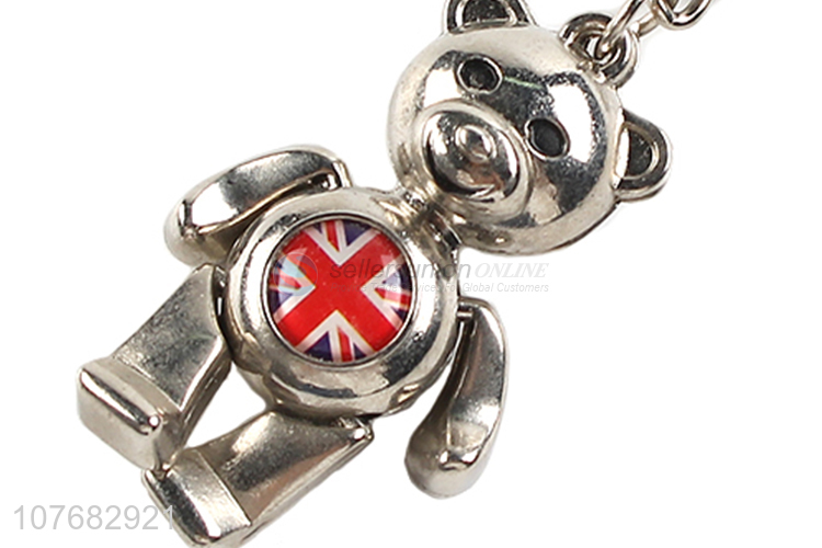 Low price cartoon bear key chain metal keyring for souvenir